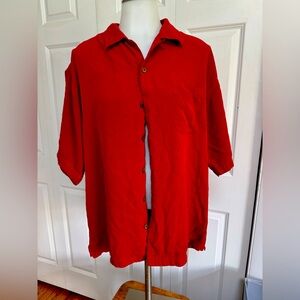 100% Silk Tommy Bahama - Red Button-Up Shirt -L